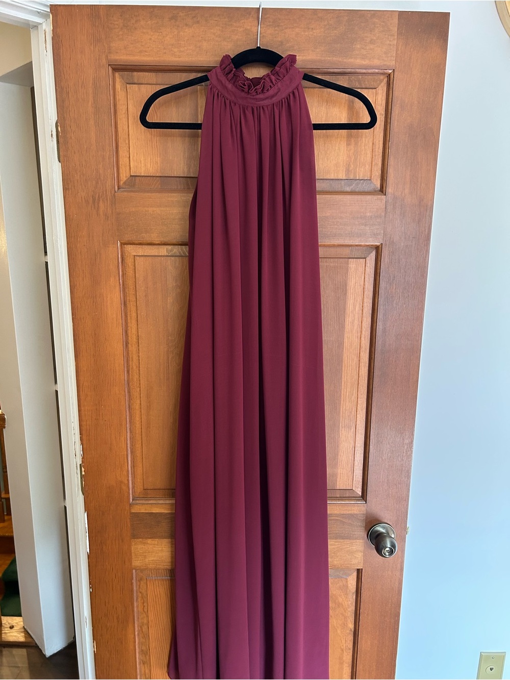 Sleeveless High-Neck Maxi Dress in Burgundy
